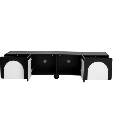 Meuble TV noir et blanc avec 2 tiroirs et 2 portes, 180 x 38 x 45 cm (1/5)