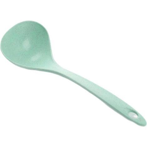 Cuillère à soupe en paille de blé, cuillère à porridge à long manche, ustensile de cuisine, grande cuillère à porridge en plastique épais, bleue (1/3)