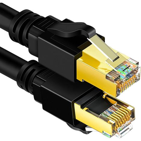 Câble Réseau Cat 8, Connecteurs RJ45 40 Gbps 2000 MHz Câble Ethernet Cat 8, Cordon de Raccordement Réseau à Double Blindage, pour Routeur D'ordinateur Portable (1 m / 3,3 Pieds) (1/5)