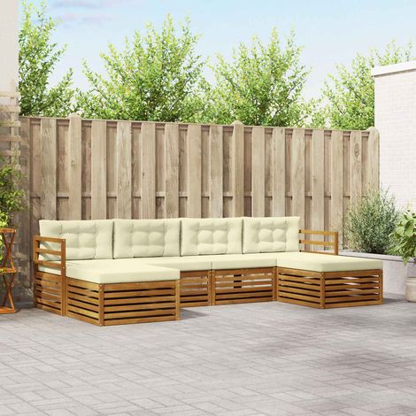 Sofagarnituren 6 pcs Natur und Creme Massivholz Akazie