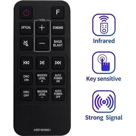 Télécommande de remplacement AKB74935621 pour barre de son LG SJ2 SJ2.AEUSLLK SJ2.DEUSSLLK [DB] Noire (1/4)