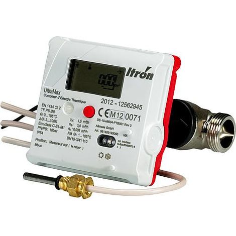 Itron – Compteur d'eau thermique Ultramax DN15 – Filetage 20x27 – Sonde ultrason – Autonomie 16 ans – Pression max 16 bars