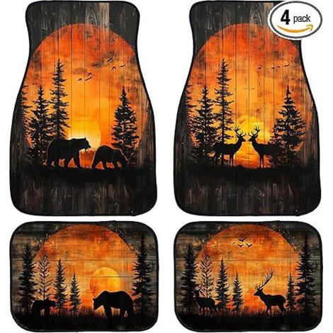 Alfombrillas para coche con estampado de osos, juego de 4 piezas, antideslizantes, universales, compatibles con coches, SUV, camiones y furgonetas. (1/5)