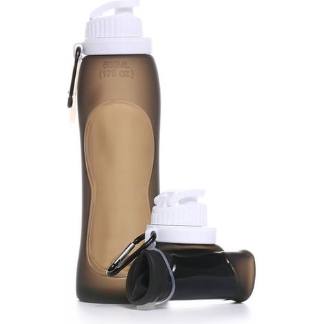 Botella para beber, Botella de agua plegable, Botella de silicona, Bolsa de agua, Sostenible, deportes, viajes y más, 500 ml, transparente (1/5)
