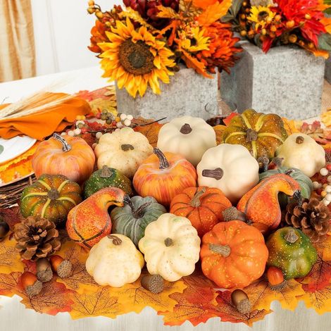 Kürbisse künstliche Herbstdeko Halloween Erntedank Sortiert-a (1/5)