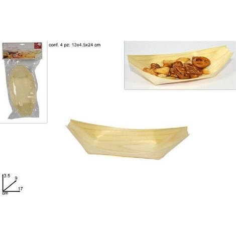 TRADE SHOP - Set 4 Pz Ciotole Piroghe Barchette 17 Cm Buffet Finger Food Ciotola Stuzzichini -