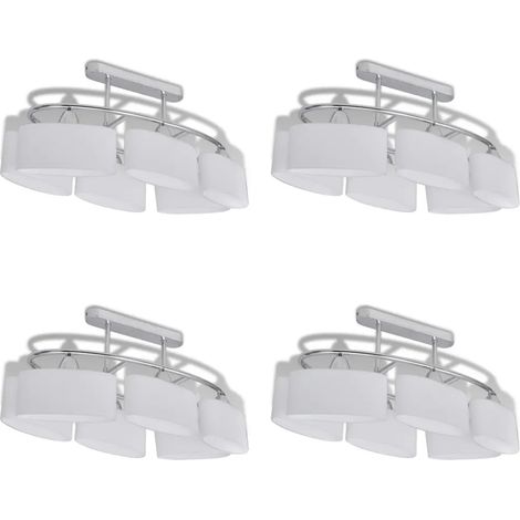 Set di 4 plafoniere moderne ellissoidali in stile contemporaneo 550 x 250 x 275 mm in metallo cromato 020046390