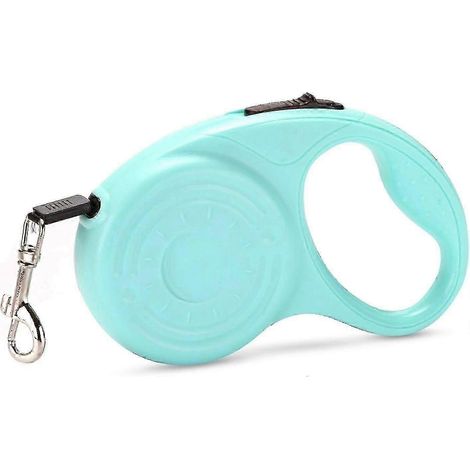 Laisse télescopique automatique pour chien, poignée ergonomique, corde en nylon anti-mâchouillage, longueur 5 m, pour animaux jusqu'à 25 kg, bleue (1/5)