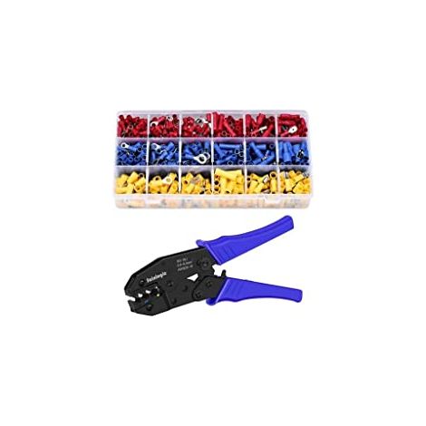 Sainlogic Crimpadora Pinze per Terminali Elettrici con 700 Pezzi di Terminali Elettrici, Punte Elettriche per Estremità di Cavi da 0,5-6 mm² (1/4)