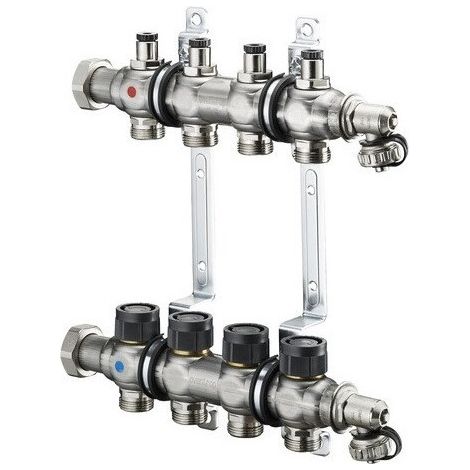 Distributeur Inox Multidis SFB 1 pouce avec bypass préréglable 4 cercles OVENTROP