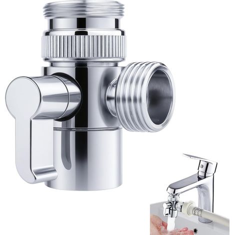 Diverteur De Robinet 3 Voies En Laiton SBA021, Avec Adaptateur M22 Vers M24, Robuste Et Résistant À La Corrosion Pour Évier Et Douche Adaptateur Robinet Lave Vaisselle Inverseur Vanne (1/5)