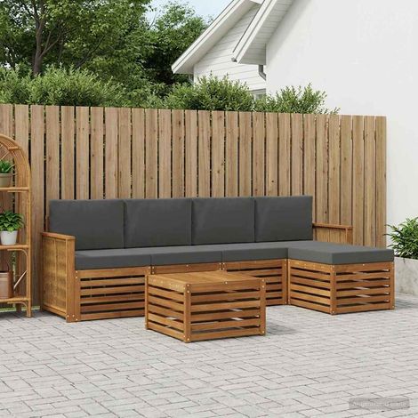 vidaXL Outdoor-Sofagarnitur mit Kissen 6 pcs Natur und Anthrazit (1/5)