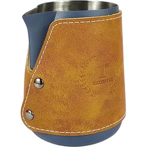 400 ml Milchaufschäumer aus Edelstahl mit Lederdeckel B (1/5)