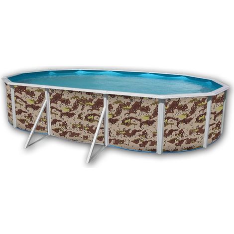 Kit piscine hors-sol acier Toi CAMUFLAJE ovale 6.40 x 3.66 x 1.20m décor camouflage (1/4)