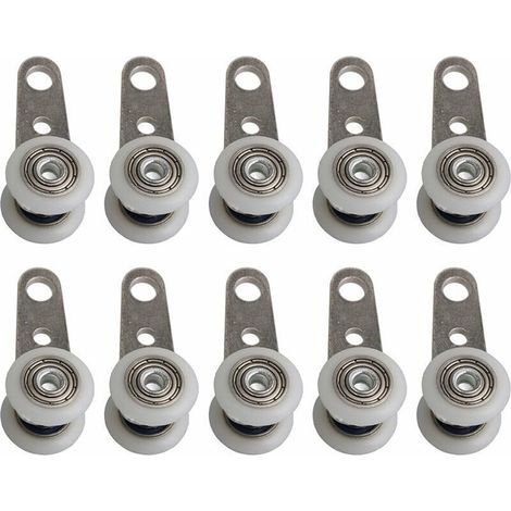 Lot De 10 Roulettes Pour Baies Vitrées Ou Portes Coulissantes - En Métal Et En Plastique - 4,5 X 1,9 Cm
