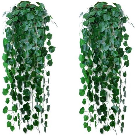 Guirlande de Lierre Artificiel, Plantes de Vigne Retombantes pour Intérieur et Extérieur, Décoration Murale, 2 Pièces
