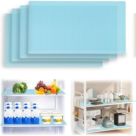CCYKXA 4-Piece Refrigerator Mat Set, Non-Slip Refrigerator Mats, Drawer Bottom Mats, Fridge Mats (Blue) (1/5)