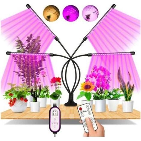 Pflanzenlampe. 80 LEDs, 360°-Wachstumslicht. Gartenbaubeleuchtung. 4-flammige Pflanzenlampe, Vollspektrum-Wachstumslicht mit automatischer Ein-/Ausschaltzeit (4 Std./8 Std./12 Std.).