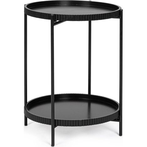 Tavolino 2 piani Herdys tortora/nero ø42x52 cm