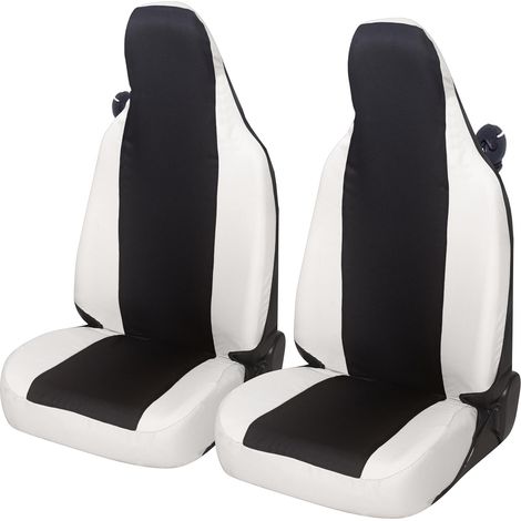 Lupex Shop – Coprisedili auto universali, compatibili per, per Smart, coppia anteriore, NO LOGO, in policotone, colore, Nero/Bianco