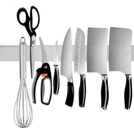 40cm Magnetic Knife Bar, Nordic Magnetic Stainless Steel Wall Mounted Knife Holder, Magnetic Holder, Extra Strong Hold and Easy Assembly for Steak/Kitchen Knives (1/5)