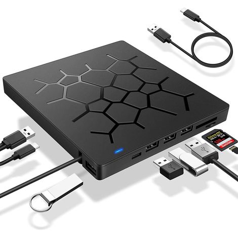 Ideale per un facile accesso ai dati, questo lettore DVD esterno portatile è dotato di interfaccia USB 3.0 Type-C e di un design sottile e compatto, che consente un rapido trasferimento di file tra si (1/2)