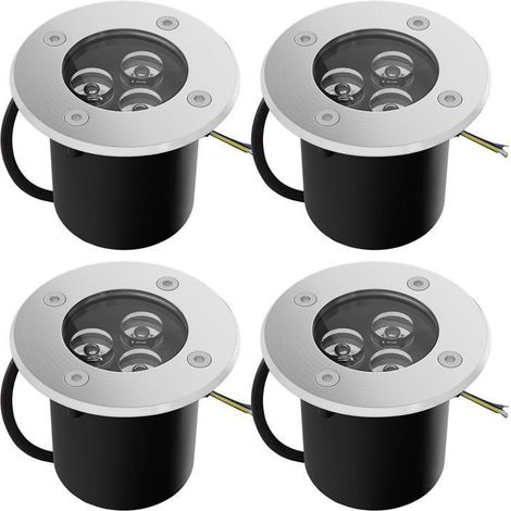 Spots encastrés, spots LED blanc chaud encastrés pour jardin, éclairage extérieur—IP65 AC85-265V (4 unités, 3W) (1/5)