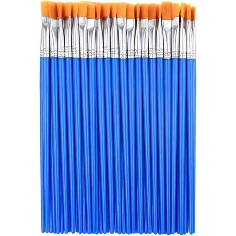 Pinceaux plats pour peinture, lot de 30, bleus, 16,5 cm, pinceaux fins pour peinture acrylique, aquarelle, peinture à l'huile, peinture de précision, loisirs créatifs et maquillage artistique (1/5)
