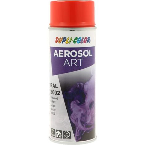 Bombe de peinture - Vermillon - RAL 2002 - Brillant - Tous supports - Aérosol Art