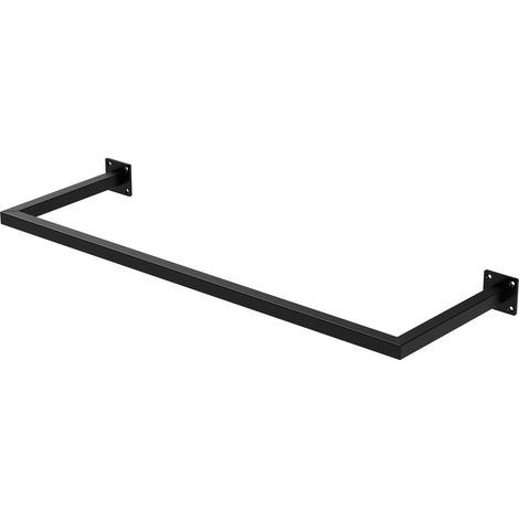 ML-Design Tringle à Vêtements Rectangulaire, P30 x L90 cm, Noir, Acier Inoxydable, Tringle de Penderie Forme de U, Portemanteau à Montage Mural, Porte-vêtements, Tringle à Linge + Matériel de Montage