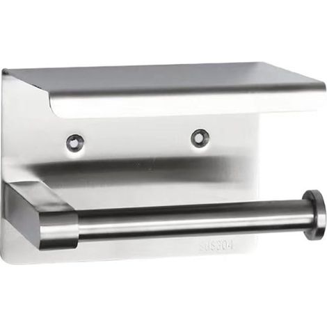 Steel Toilet Paper Holder with Phone Shelf Bathroom Tissue
