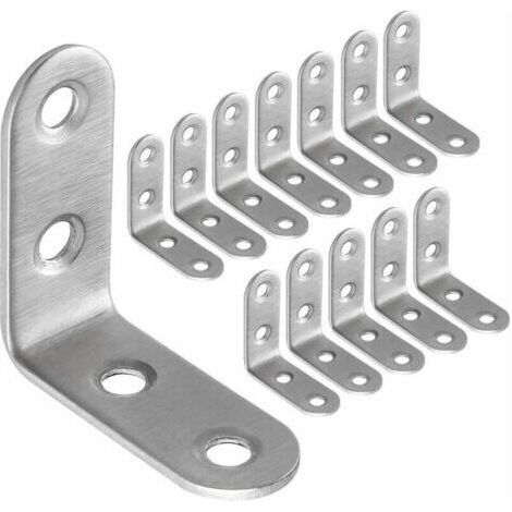 50 pcs équerres de fixation en acier inoxydable 40x40 mm, pour la fixation et la réparation des équerres de meubles, joints renforcés, argent