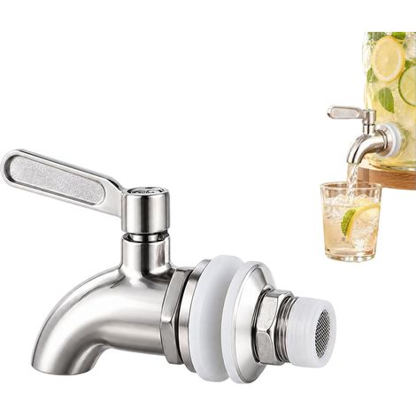 Grifo dispensador de bebidas de acero inoxidable 304, 1 pieza, grifo universal con filtro y juntas de silicona de grado alimenticio, repuesto para agua, jugo, cerveza, vino y otras bebidas. (1/5)