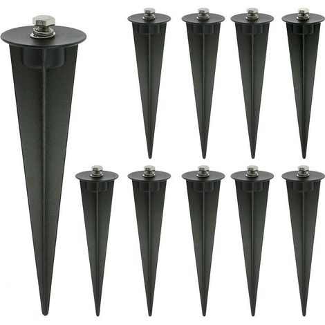 Lot de 10 Piquets métallique de fixation noir pour spot ou projecteur