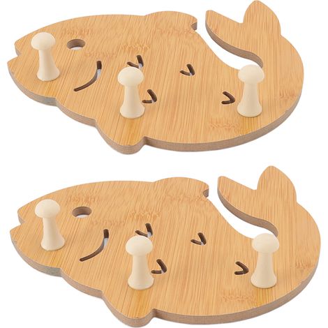Stück Wandhaken aus Holz in Fischform zur Aufbewahrung von Handtüchern und Mänteln im Badezimmer (1/5)