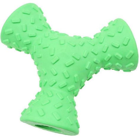 1 jouet distributeur de nourriture à 3 trous pour chien, jouet à mâcher pour le nettoyage des dents, en caoutchouc naturel, jouet de stimulation intellectuelle pour chien (couleur aléatoire) (1/4)