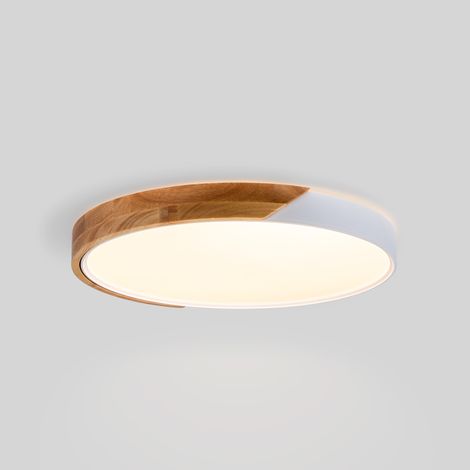 Plafonnier LED rond CCT en bois et polycarbonate - 36W - ø50cm - - Blanc