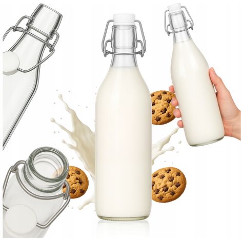 Runde Flasche mit Clip – 1000 ml für Milch