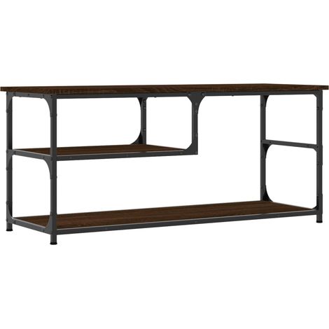 Mobile TV multimediale scaffale per televisione televisore buffet sala da pranzo soggiorno camera da letto rovere 103 x 38 x 46,5 cm derivati del legno e acciaio marrone 020027147