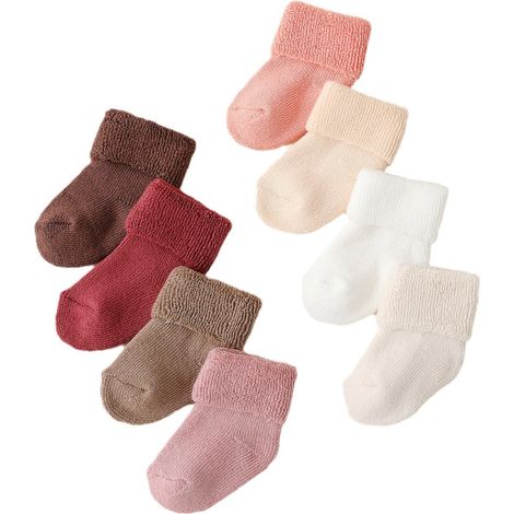 Dicke Frottee-Wintersocken für Babys, warme, wadenlange Socken in leuchtenden Farben, weiche Stricksocken für Neugeborene mit Umschlag für Jungen und Mädchen. (1/5)