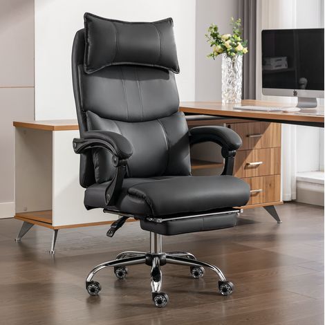 Silla de oficina ergonómica ajustable negra OKMYHOME (1/3)