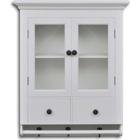 Maison Exclusive - Placard mural de cuisine avec porte en verre Bois blanc (1/5)