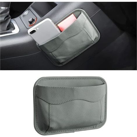 Small Multifunctional PU Car Organizer, Side Organizer for Car Seat, Leak-Proof PU Side Organizer for Car Seat, for Organizing Documents (Grey) (1/5)