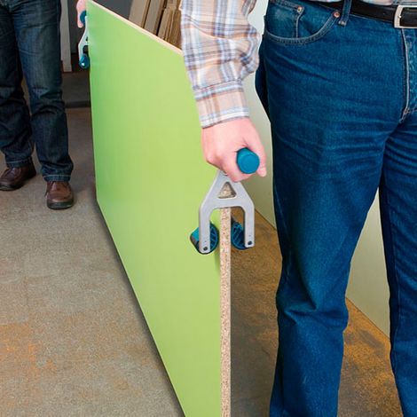 Virutex – Poignée de transport ergonomique en aluminium – Antidérapante – Pour panneaux bois, métal et PVC – 3 fonctions : tirer, porter, soulever