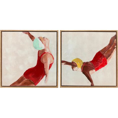 Peintures sur toile, œuvres encadrées, combinaison en deux pièces, Rouge, 40X3.5X40 cm (1/5)