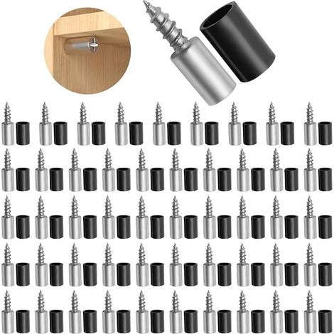 50 Pièces Taquet Etagere, Support d'Étagère à Vis Autotaraudeuses 7.5 mm avec Manchon Antidérapant, Consoles et Taquets pour Étagères Armoire Meuble Bibliothèque (1/3)