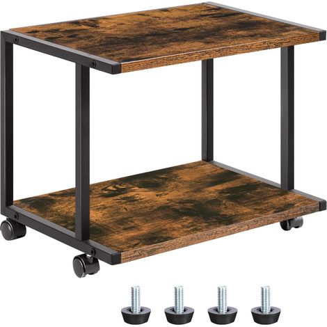 Support d'Imprimante, Étagère pour Imprimante de Bureau, 42 x 28 x 33 cm, avec Pieds Réglables et roulettes, pour Bureau, Domicile, Copieur, Scanner, Marron Rustique (1/5)