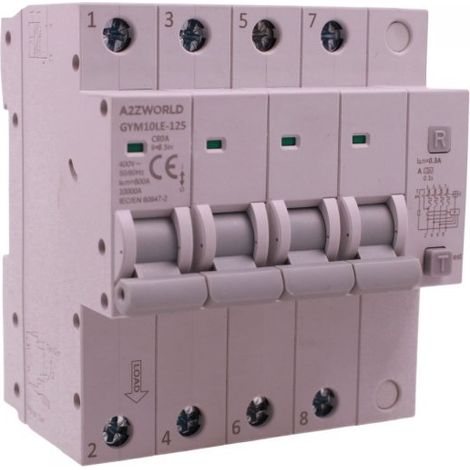 RCBO Interruttore Magnetotermico Differenziale Tipo A Curva C 4P Veri 5M 10kA 300mA, AC 400V IP20 GYM10LE-125, Disponibili 63A 80A 100A (C80A)