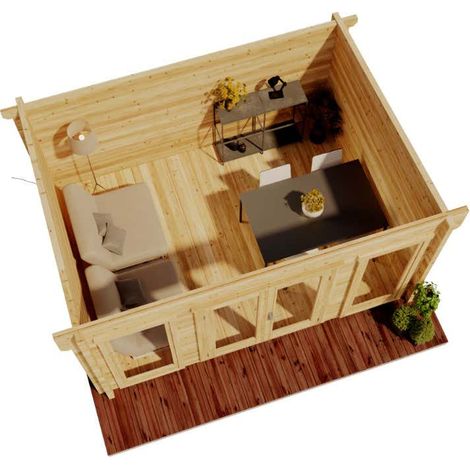 Alpholz Gartenhaus Atrium-F Gartenhaus aus Holz in Pinie, Holzhaus mit 70 mm Wandstärke, Blockbohlenhaus mit Montagematerial (1/5)