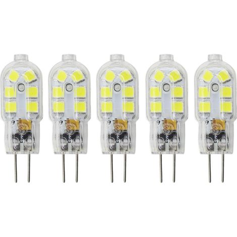 5er-Pack – G4 LED – 2W = 20W Halogen – AC/DC 12V – 180 lm 3000K – Transparente Farbe